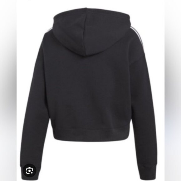 ADIDAS Originals Cropped Hoodie Jacket Sweatshirt Black Womens CY4766 - Picture 3 of 9
